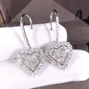 The Heart of Bling 925 Silver Drop Earrings w White Sapphire
